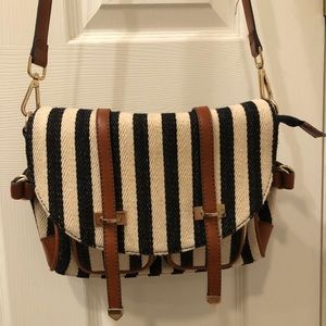 Sole Society blank and cream striped crossbody bag